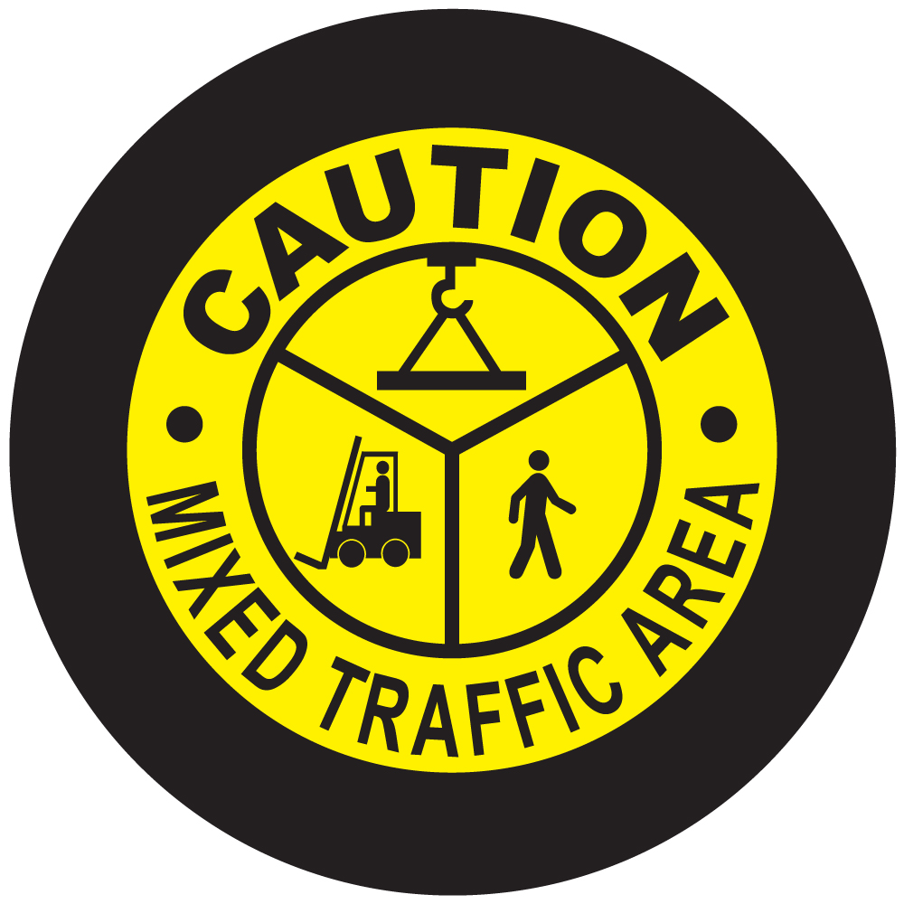 CAUTION Mixed Traffic ZHT-S2008-1C, Safety Sign, Virtual Safety Sign, Projected Safety Sign, Lighted Caution Sign, Factory Safety Sign, Industrial Safety Sign