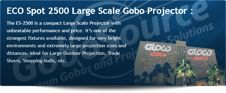 Our LED Projectors feature Powerful US made LED technology. Large Gobo Size. Active Cooling for Film Gobos